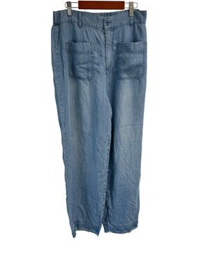 Cloth &. Stone  Light Blue Women's Casual Wide Leg  Denim Jeans Un Hemmed